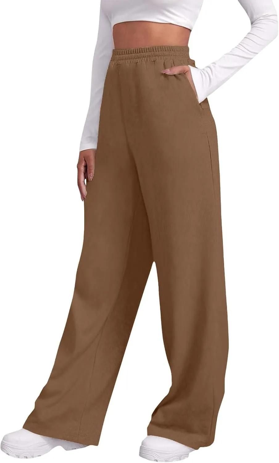 Womens Sweatpants High Waisted Baggy Elastic Waist Drawstring Straight Leg Pants Lounge Baggy Joggers with Pockets