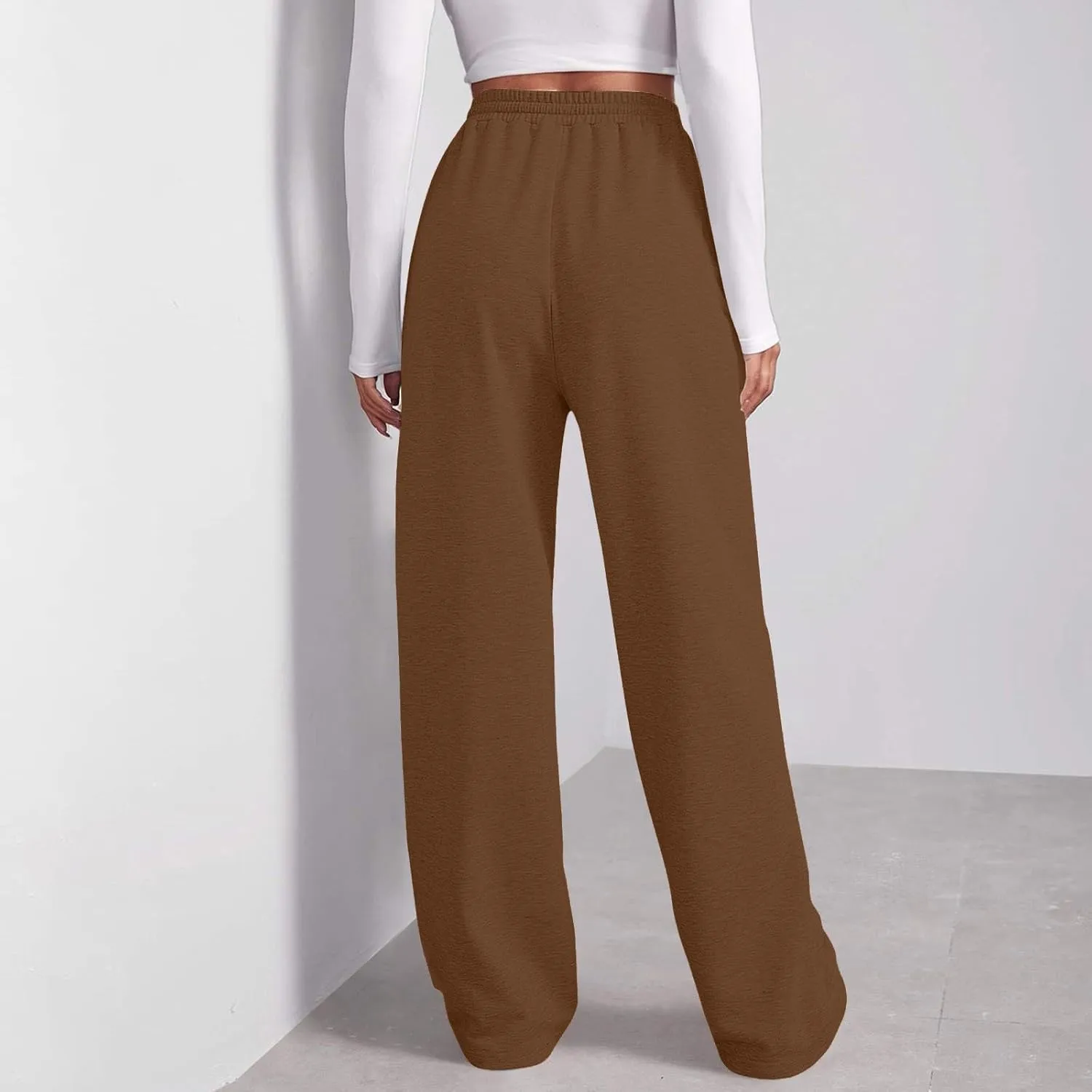 Womens Sweatpants High Waisted Baggy Elastic Waist Drawstring Straight Leg Pants Lounge Baggy Joggers with Pockets