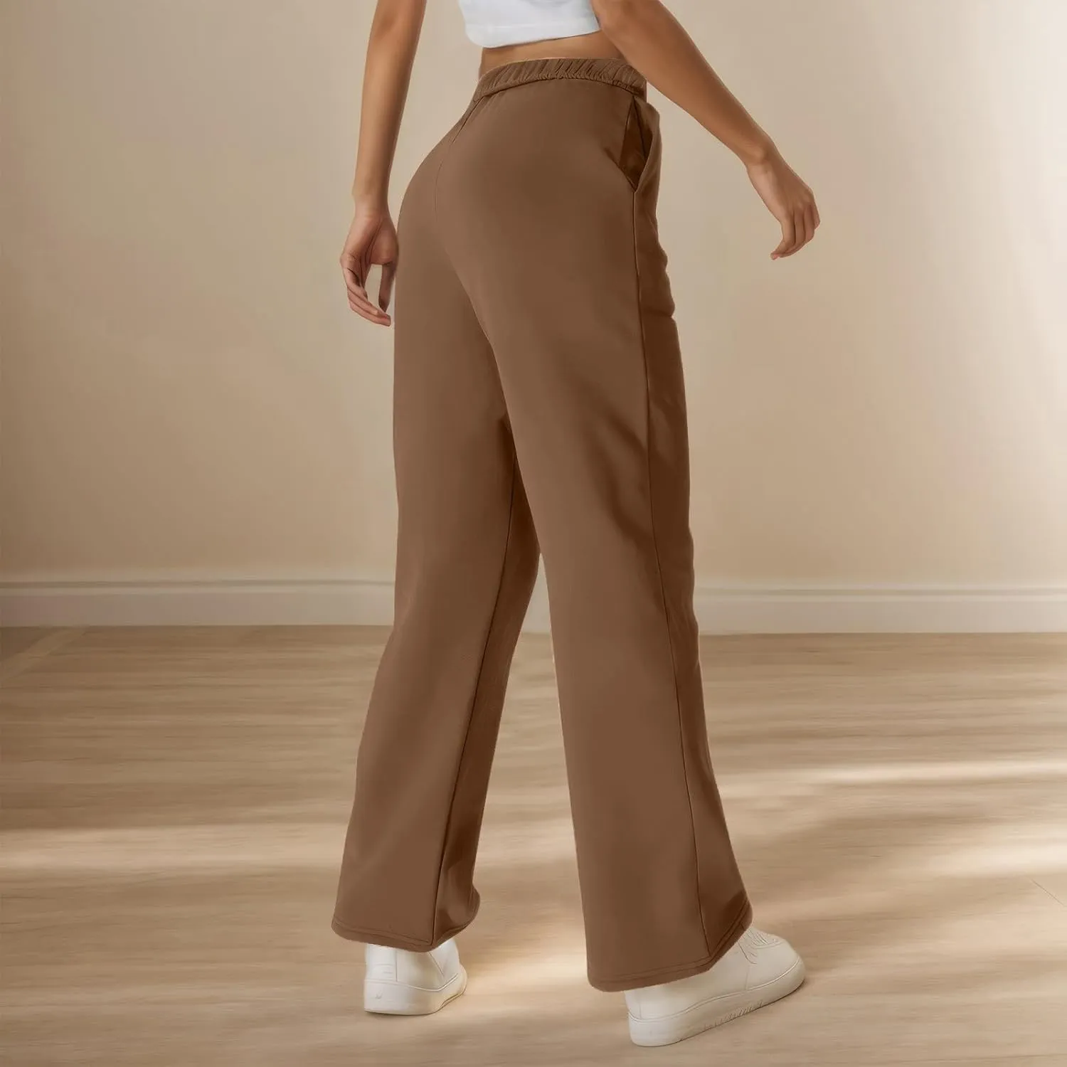 Womens Sweatpants High Waisted Baggy Elastic Waist Drawstring Straight Leg Pants Lounge Baggy Joggers with Pockets