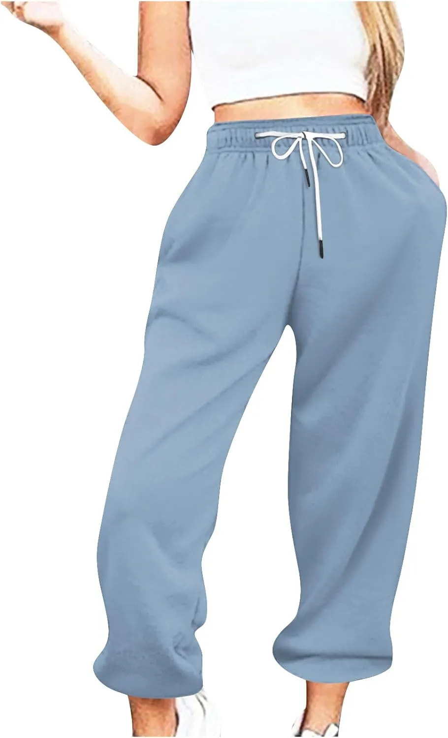 Womens Sweatpants Loose Drawstring Joggers Pants with Pockets Workout Casual Comfy Lounge Baggy High Waisted Joggers