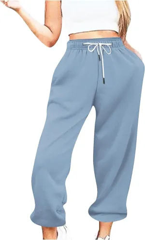 Womens Sweatpants Loose Drawstring Joggers Pants with Pockets Workout Casual Comfy Lounge Baggy High Waisted Joggers