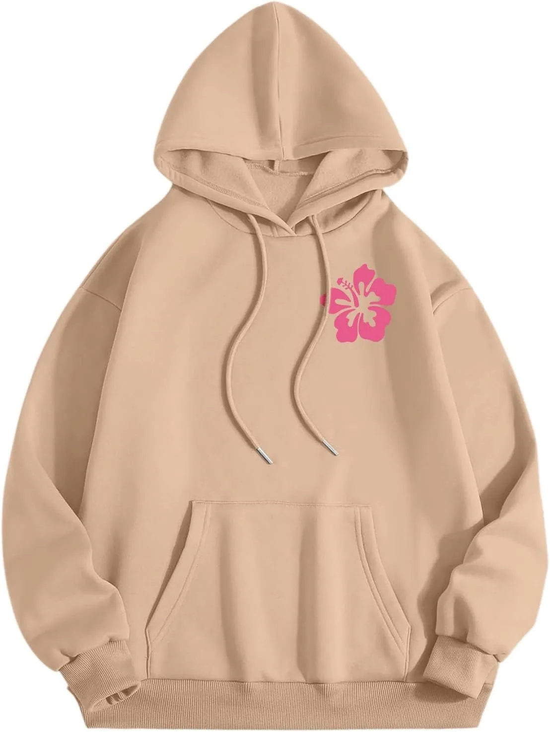 Womens Sweatshirt Graphic Hoodies Letter Print Casual Long Sleeve Drawstring Pullover Tops with Pocket, Medium