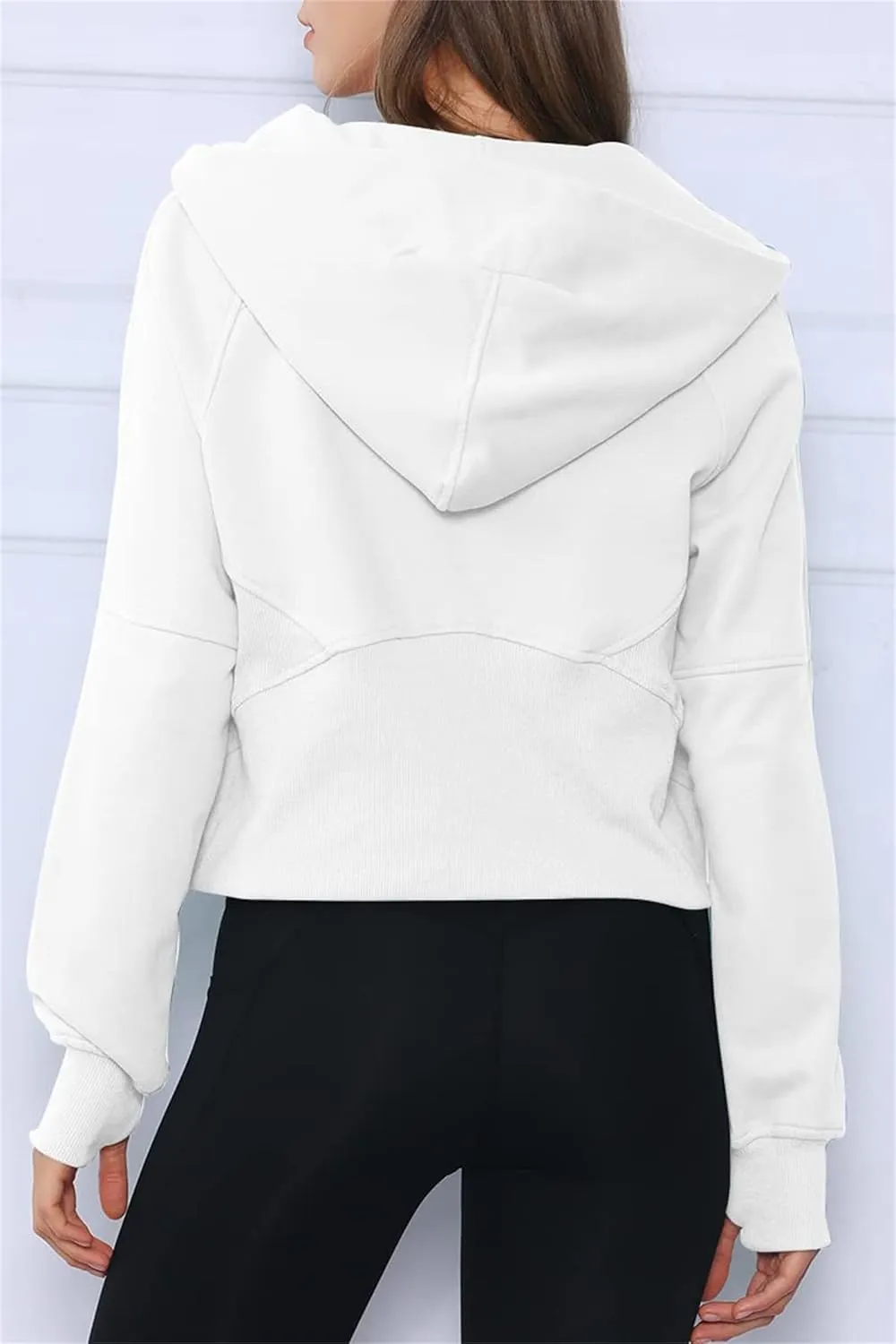 Womens Sweatshirts Half Zip Cropped Pullover Fleece Quarter Zipper Hoodies Spring Outfits Clothes Thumb Hole
