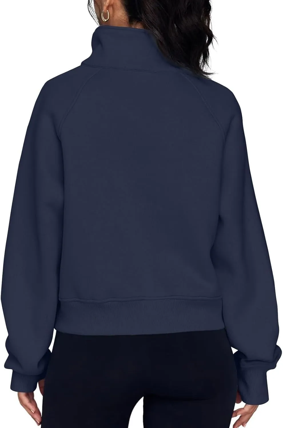 Womens Sweatshirts Half Zip Cropped Pullover Tops Quarter Zipper Tunics Fall Outfits Clothes Thumb Hole
