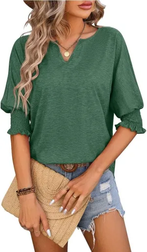 Womens T Shirts Short Sleeve V Neck Loose Casual Summer Tops Solid Color Basic T Shirt Top Fashion T Shirts for