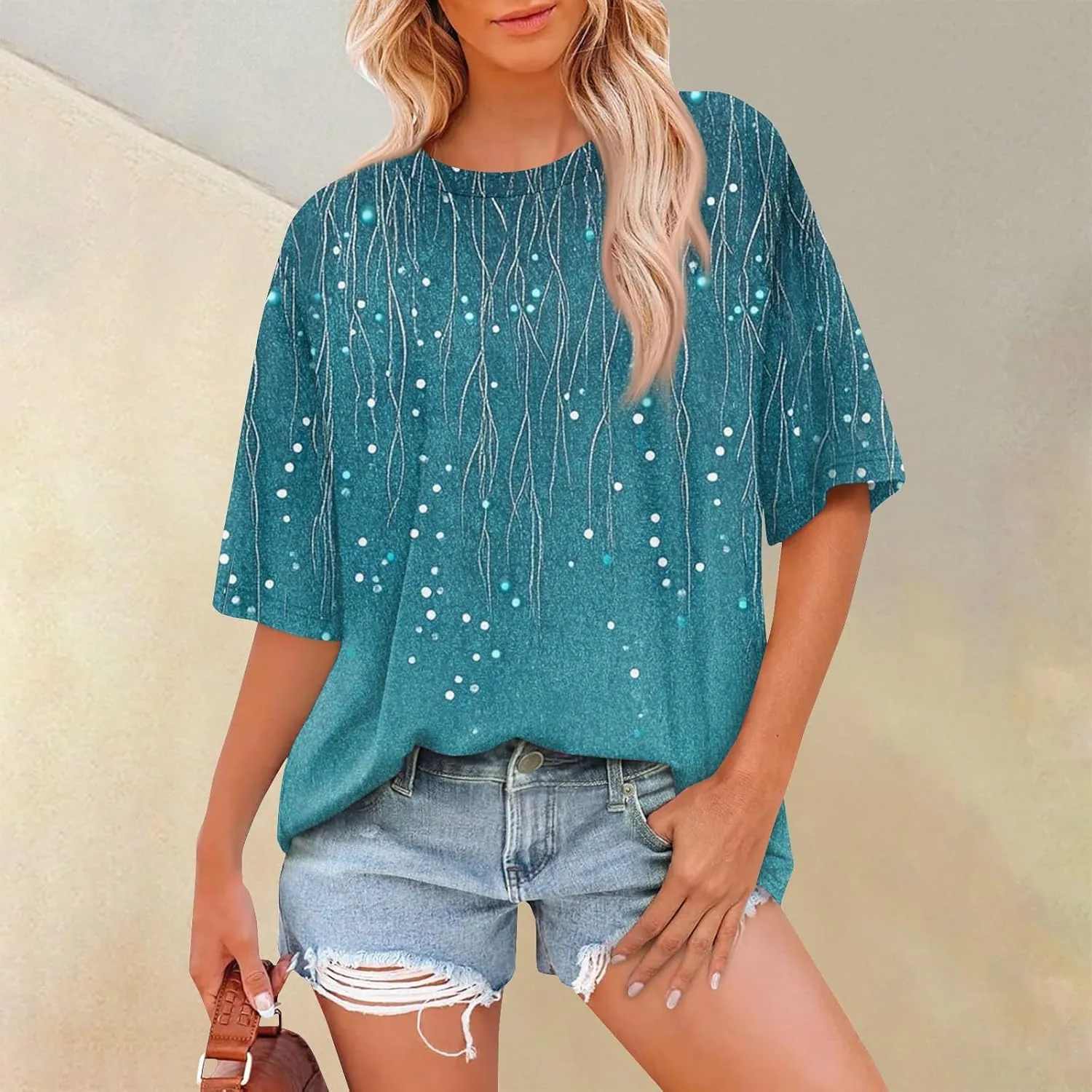 Women's T Shirts Womens Short Sleeve Floral Printed Shirt Fashion Summer Crew Neck Loose Fit Pullover