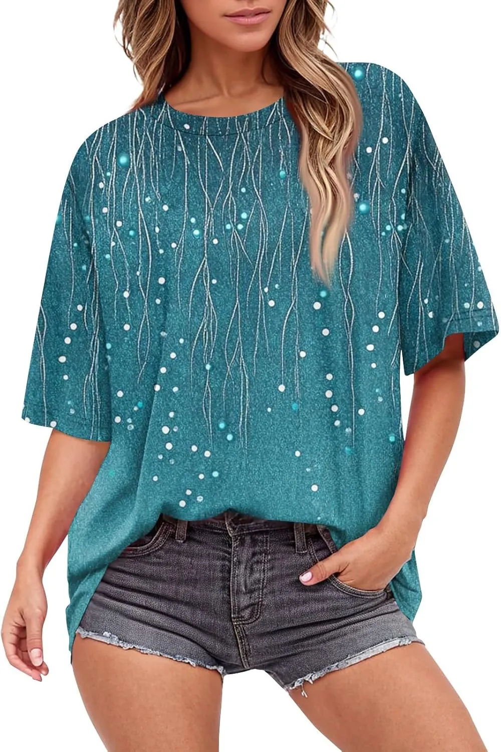 Women's T Shirts Womens Short Sleeve Floral Printed Shirt Fashion Summer Crew Neck Loose Fit Pullover
