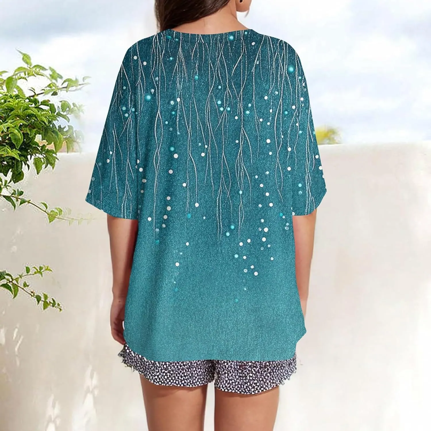 Women's T Shirts Womens Short Sleeve Floral Printed Shirt Fashion Summer Crew Neck Loose Fit Pullover