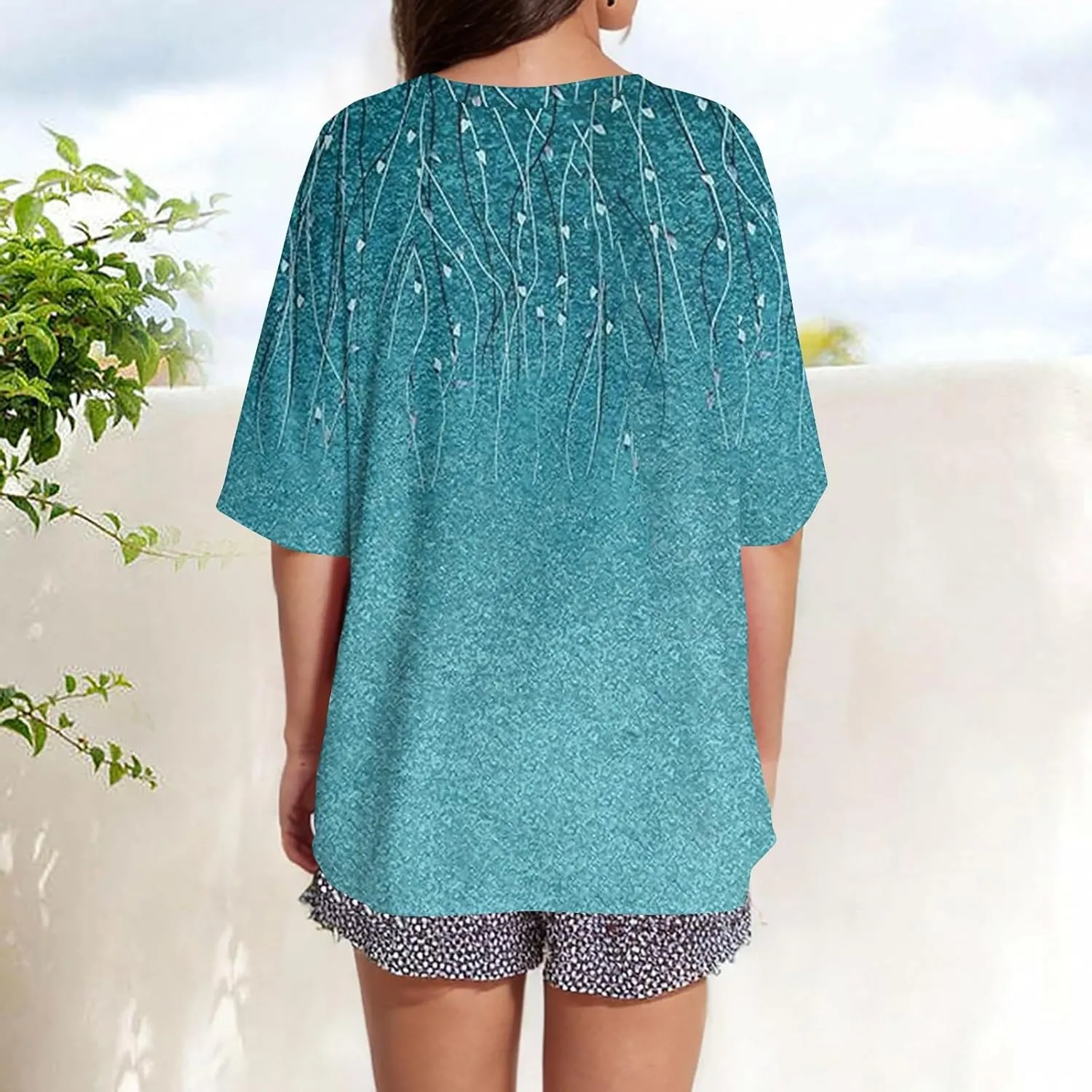 Women's T Shirts Womens Short Sleeve Floral Printed Shirt Fashion Summer Crew Neck Loose Fit Pullover