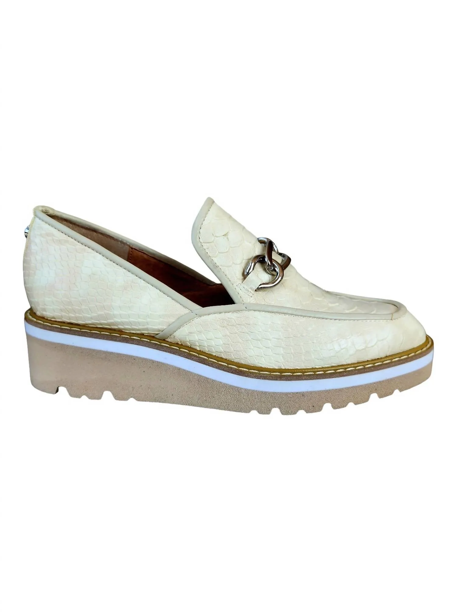 Women's Tabitha Wedge Loafers In Oyster Slip On Style