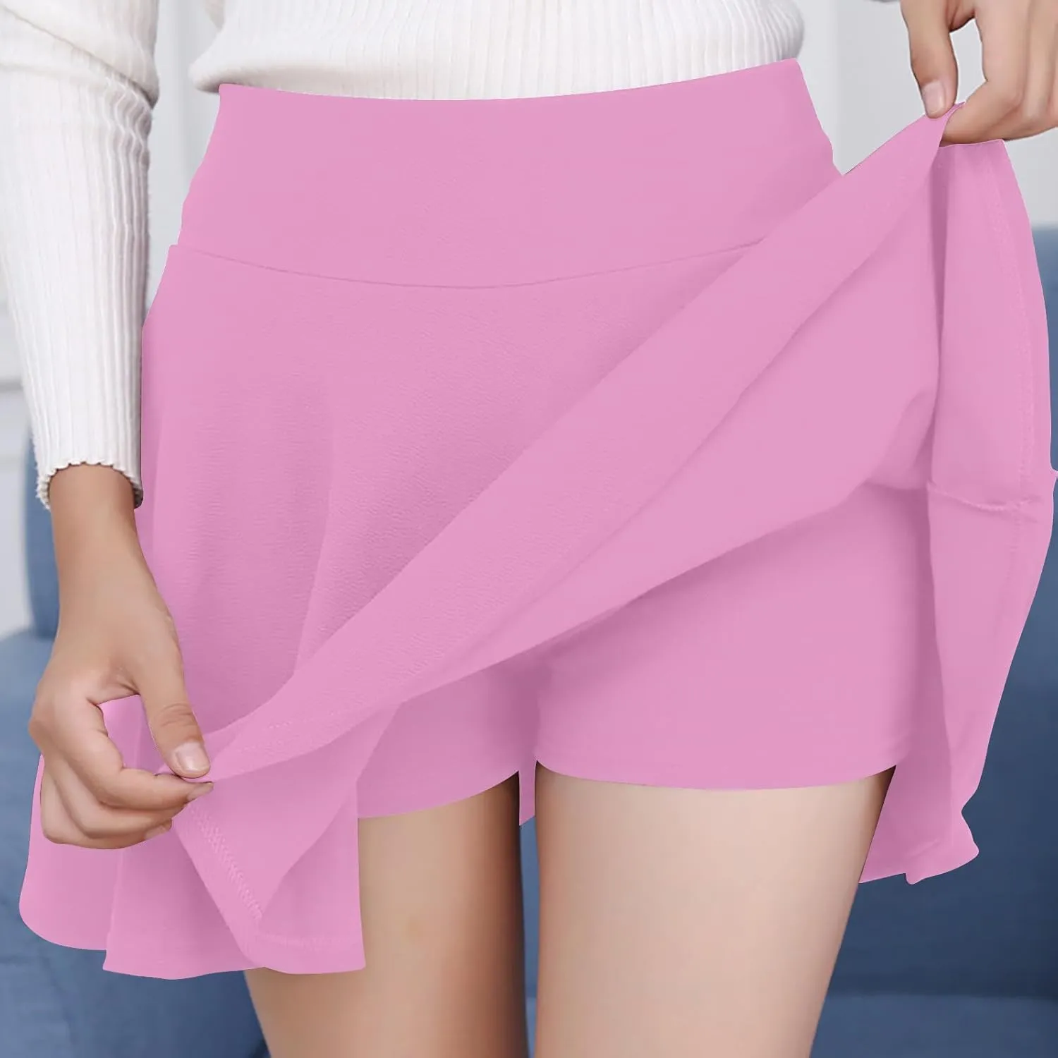 Womens Tennis Skirts High Waiste Pleated Casual Solid Color Travel Built-in Shorts Mini Skirt Women 2025 Y2K