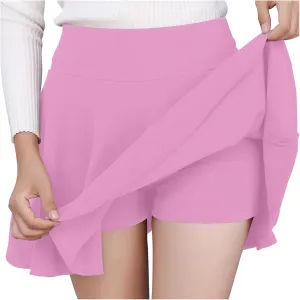 Womens Tennis Skirts High Waiste Pleated Casual Solid Color Travel Built-in Shorts Mini Skirt Women 2025 Y2K
