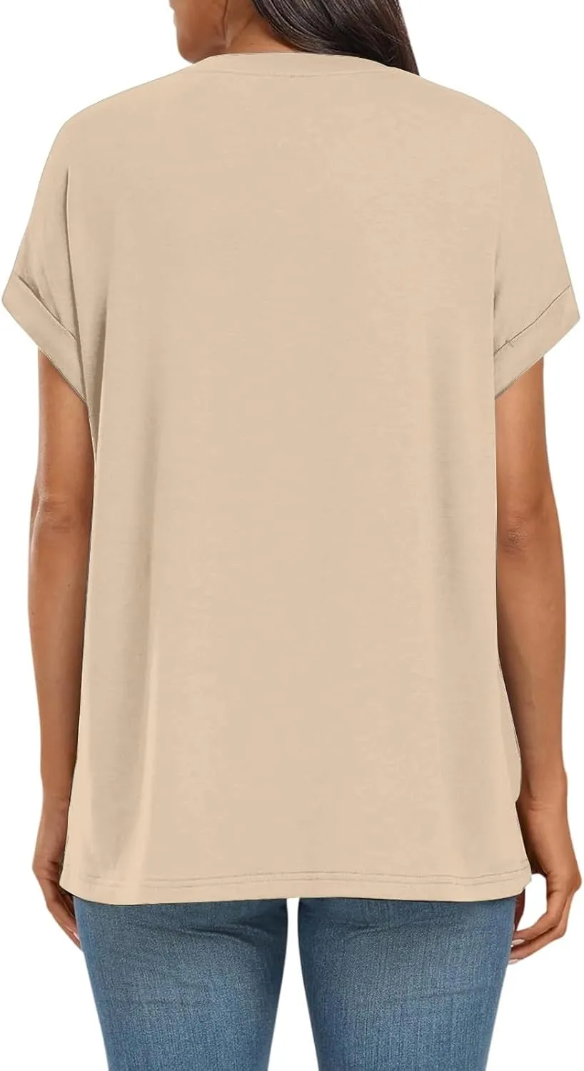 Womens Tops Oversized Loose Fit Short Sleeve Crewneck T Shirts Summer Casual 2025 Trendy Tees