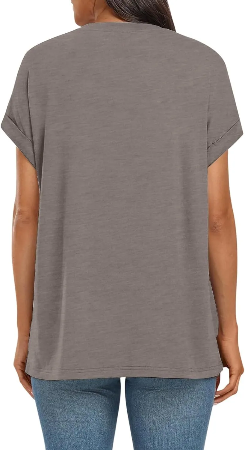 Womens Tops Oversized Loose Fit Short Sleeve Crewneck T Shirts Summer Casual 2025 Trendy Tees