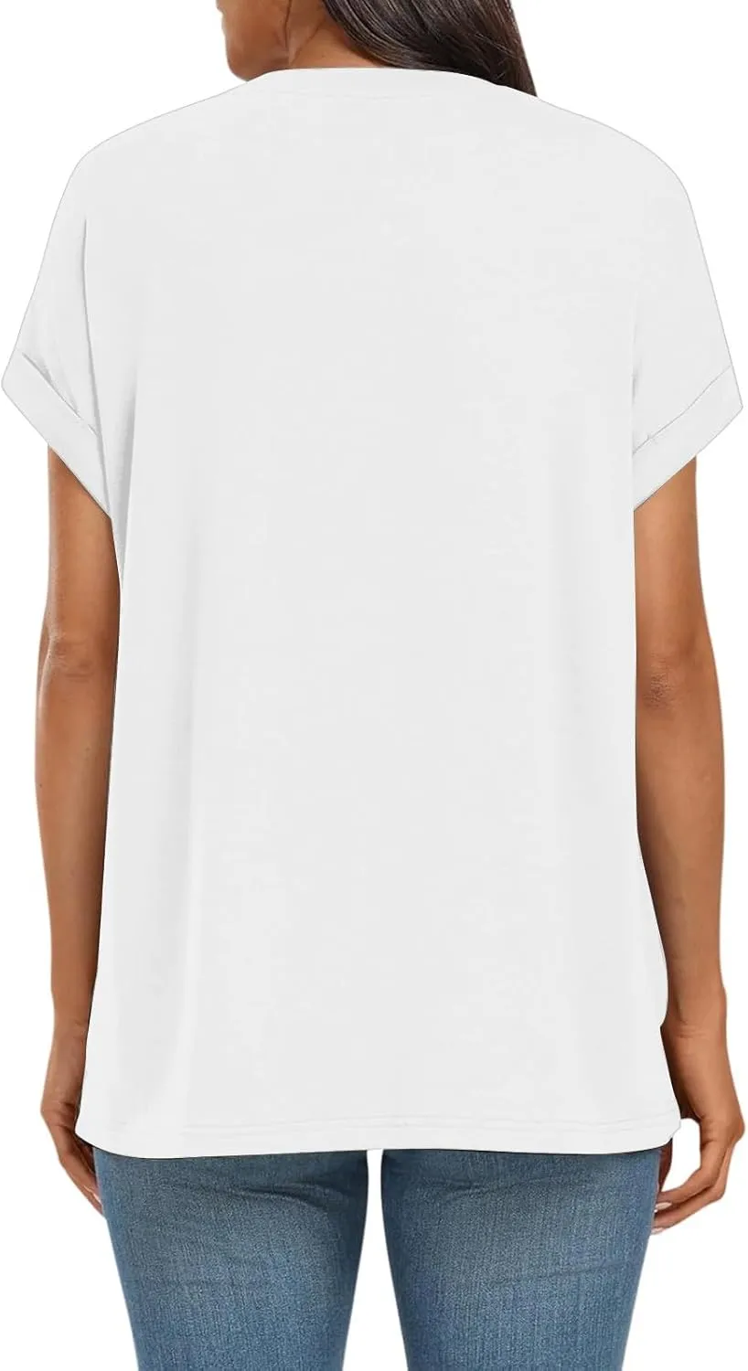 Womens Tops Oversized Loose Fit Short Sleeve Crewneck T Shirts Summer Casual 2025 Trendy Tees