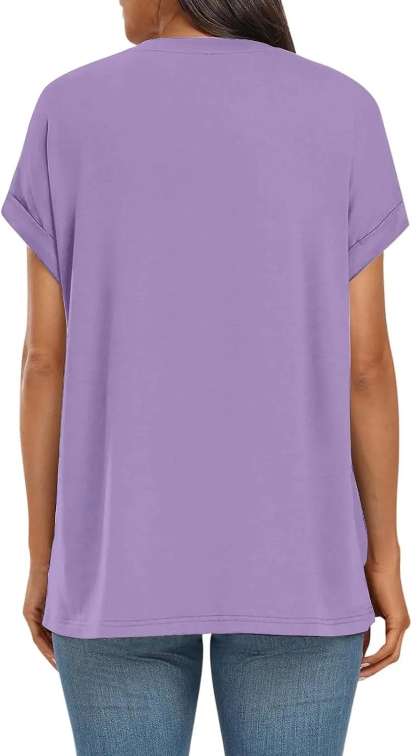 Womens Tops Oversized Loose Fit Short Sleeve Crewneck T Shirts Summer Casual 2025 Trendy Tees
