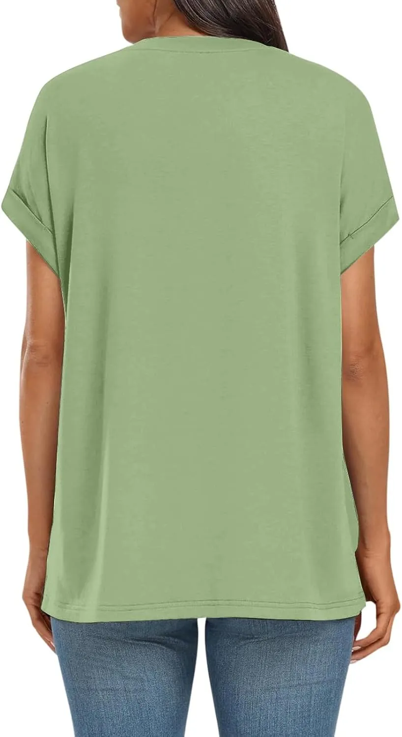 Womens Tops Oversized Loose Fit Short Sleeve Crewneck T Shirts Summer Casual 2025 Trendy Tees