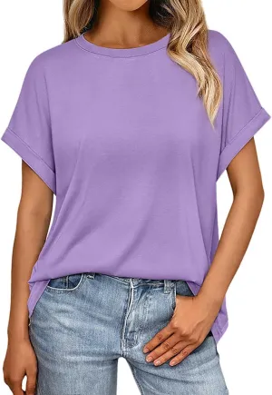 Womens Tops Oversized Loose Fit Short Sleeve Crewneck T Shirts Summer Casual 2025 Trendy Tees