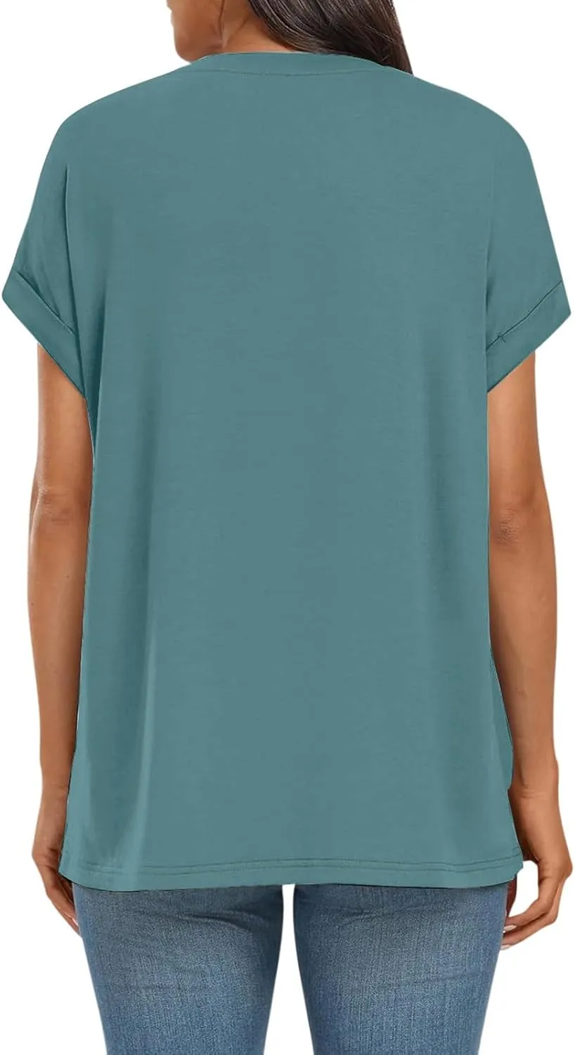 Womens Tops Oversized Loose Fit Short Sleeve Crewneck T Shirts Summer Casual 2025 Trendy Tees
