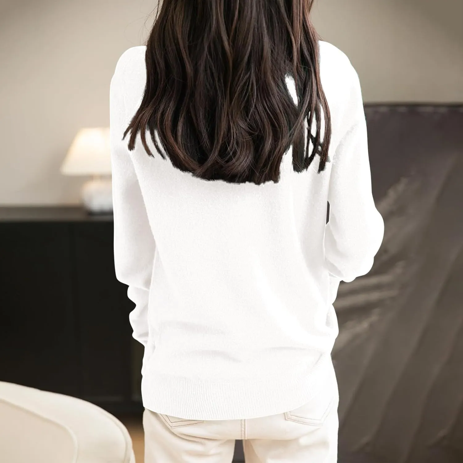 Women's Turtleneck 100% Pure Cashmere Sweater Long Sleeve Crewneck Pullover Warm Lightweight Y2k Sweaters for Women