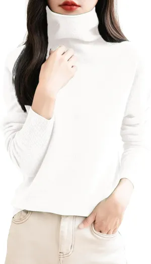 Women's Turtleneck 100% Pure Cashmere Sweater Long Sleeve Crewneck Pullover Warm Lightweight Y2k Sweaters for Women