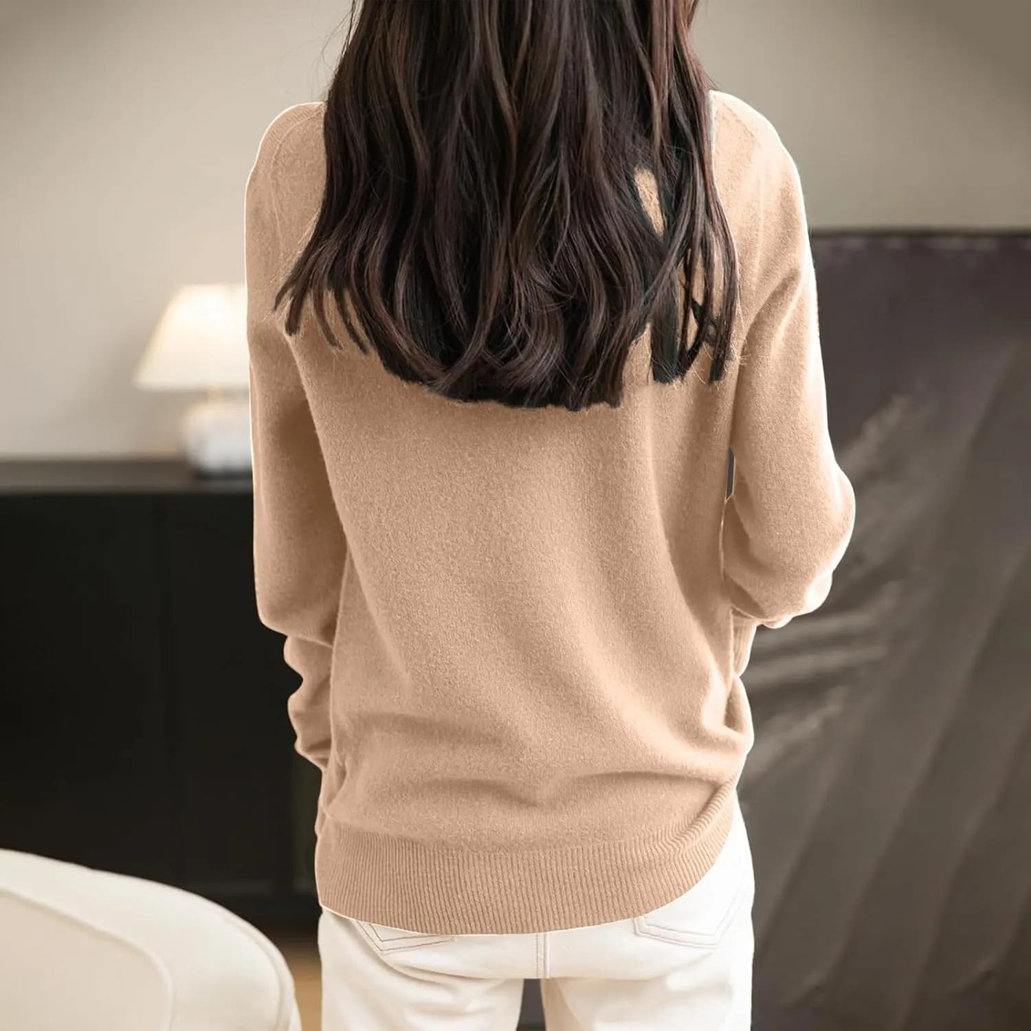 Women's Turtleneck 100% Pure Cashmere Sweater Long Sleeve Crewneck Pullover Warm Lightweight Y2k Sweaters for Women