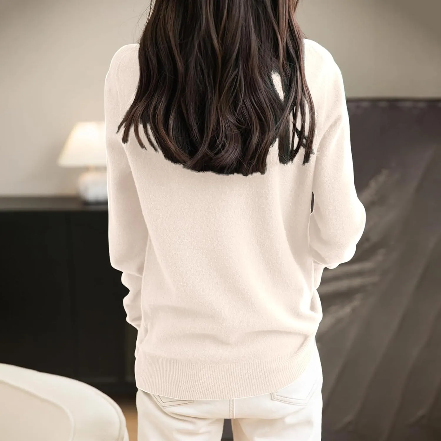 Women's Turtleneck 100% Pure Cashmere Sweater Long Sleeve Crewneck Pullover Warm Lightweight Y2k Sweaters for Women