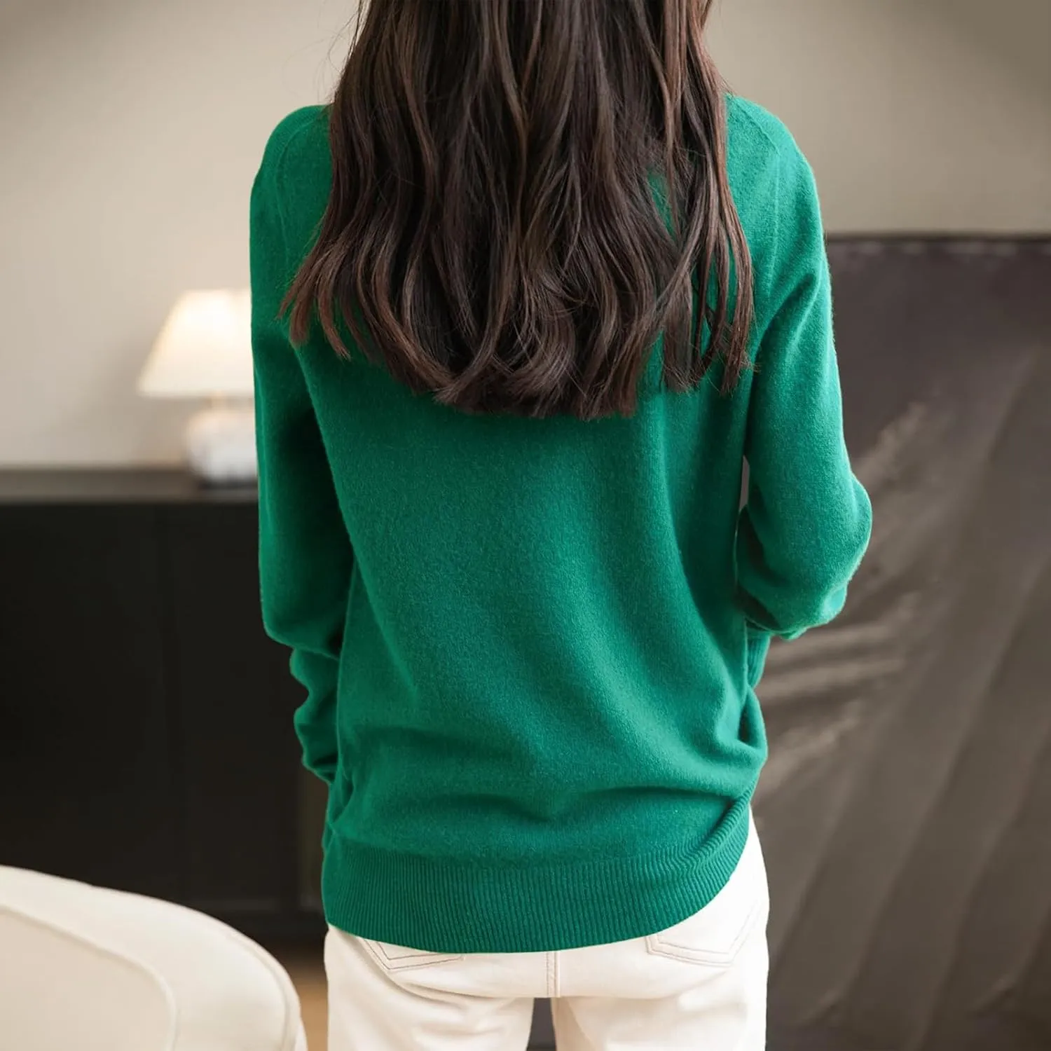 Women's Turtleneck 100% Pure Cashmere Sweater Long Sleeve Crewneck Pullover Warm Lightweight Y2k Sweaters for Women