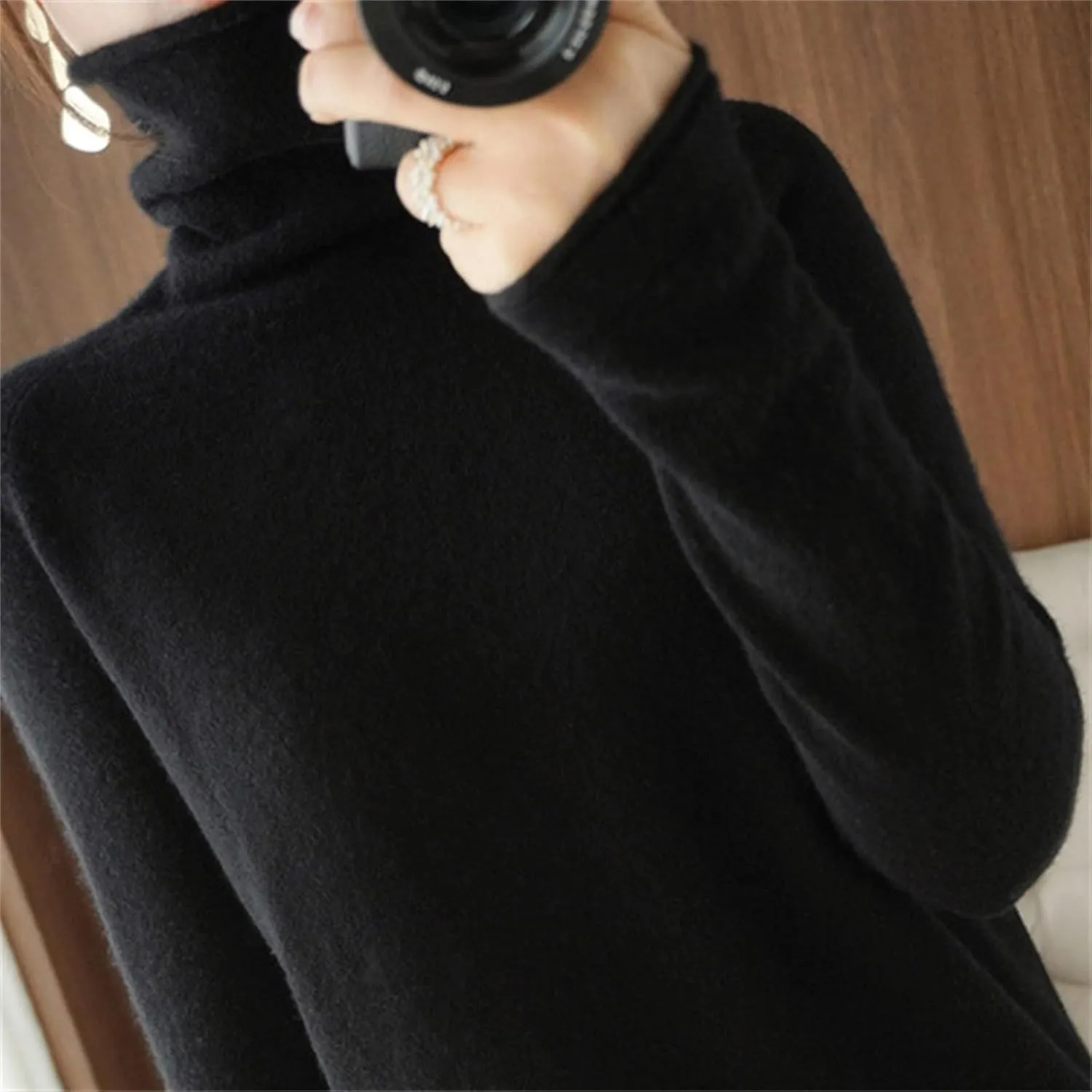 Womens Turtleneck Cashmere Knitted Sweater Long Sleeve Crewneck Pullover Casual Lightweight Y2k Dressy Sweaters Tops