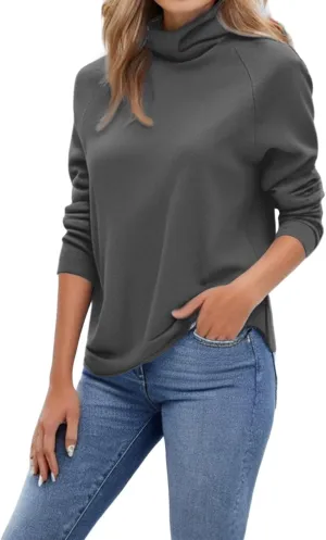 Womens Turtleneck Cashmere Knitted Sweater Long Sleeve Crewneck Pullover Casual Lightweight Y2k Dressy Sweaters Tops