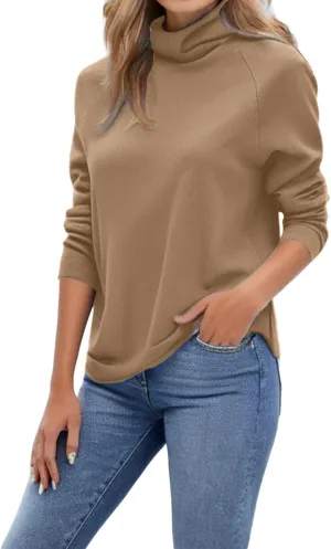 Womens Turtleneck Cashmere Knitted Sweater Long Sleeve Crewneck Pullover Casual Lightweight Y2k Dressy Sweaters Tops