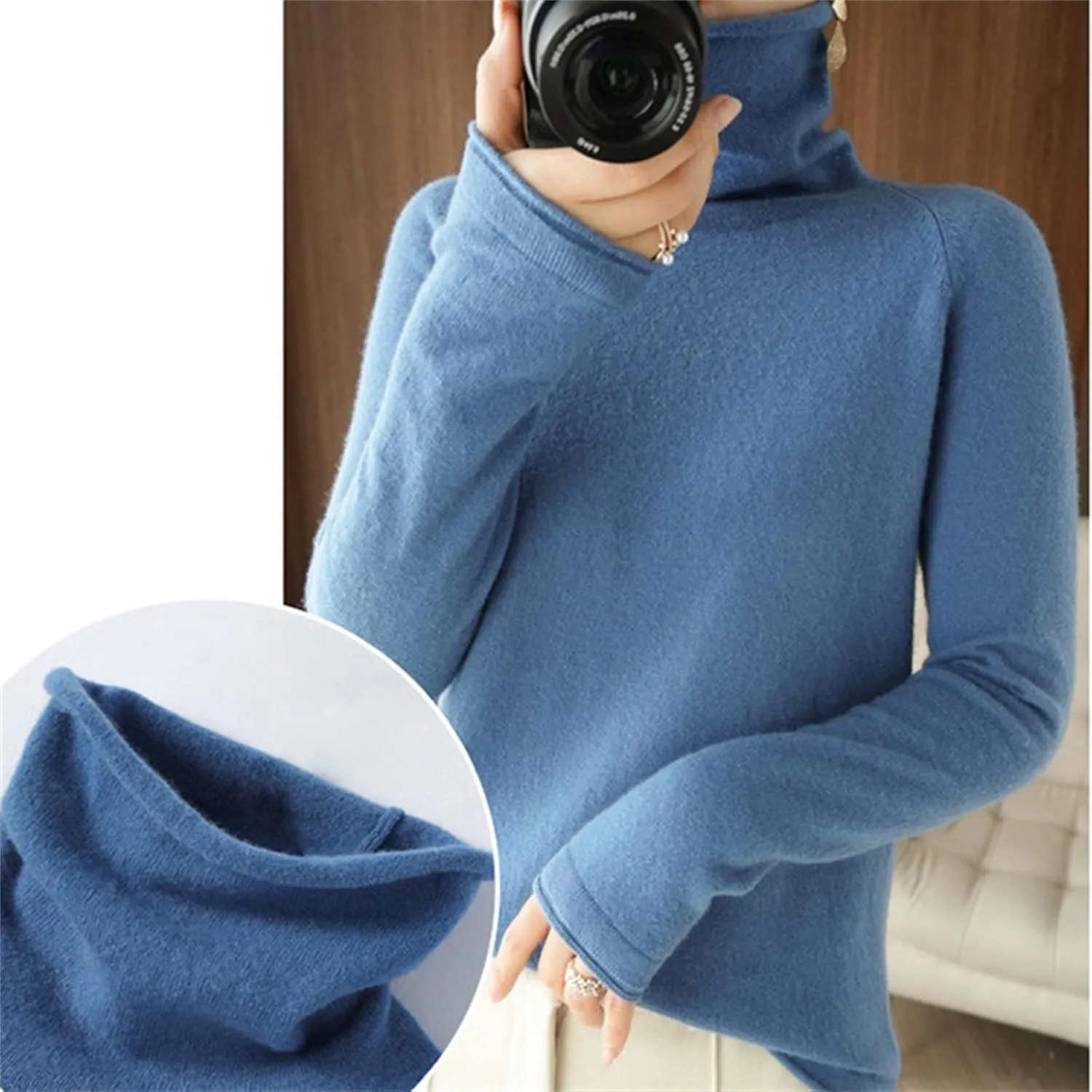 Womens Turtleneck Cashmere Knitted Sweater Long Sleeve Crewneck Pullover Casual Lightweight Y2k Dressy Sweaters Tops