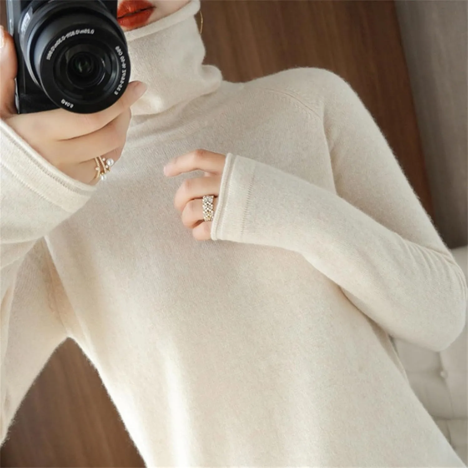 Womens Turtleneck Cashmere Knitted Sweater Long Sleeve Crewneck Pullover Casual Lightweight Y2k Dressy Sweaters Tops