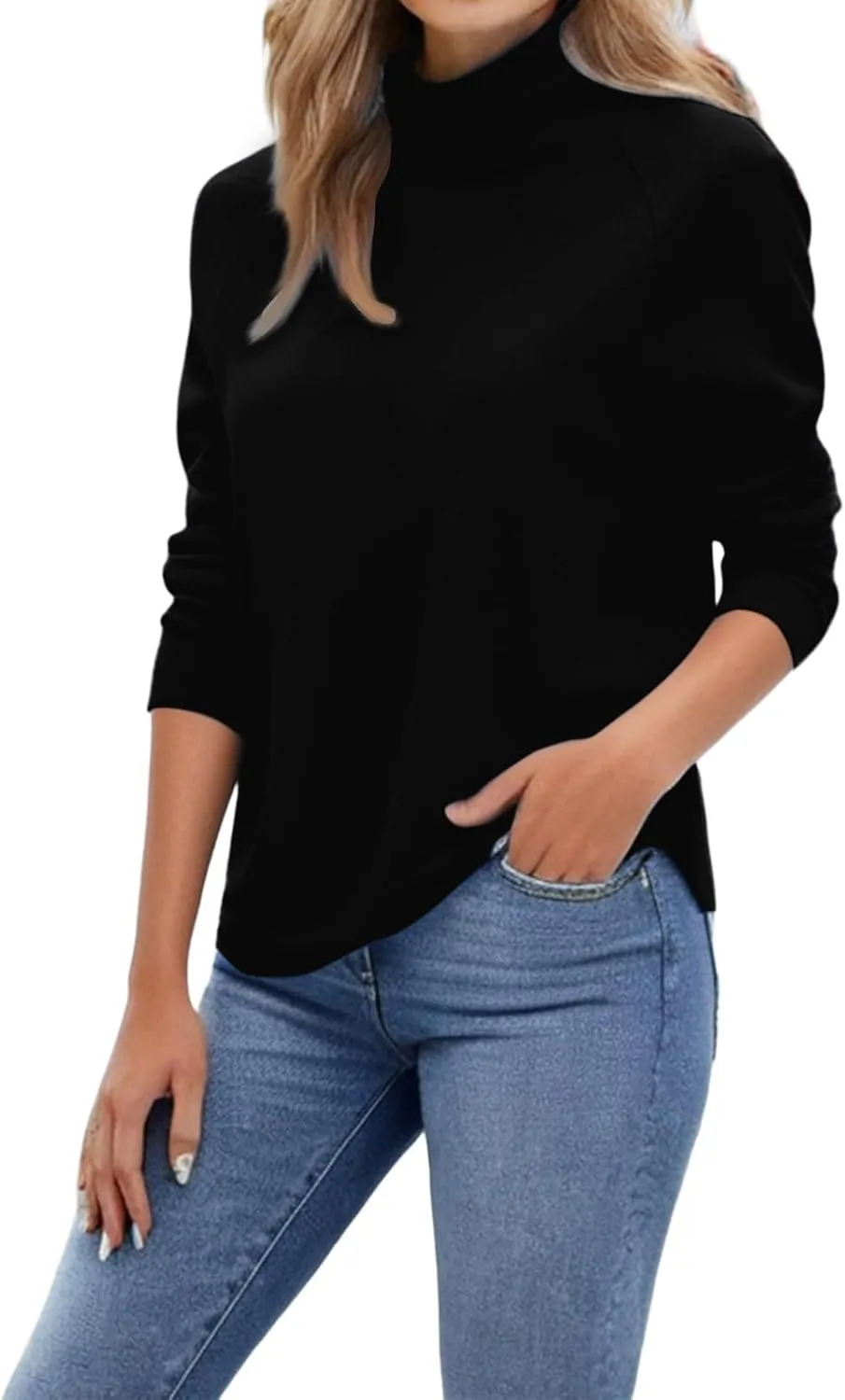 Womens Turtleneck Cashmere Knitted Sweater Long Sleeve Crewneck Pullover Casual Lightweight Y2k Dressy Sweaters Tops