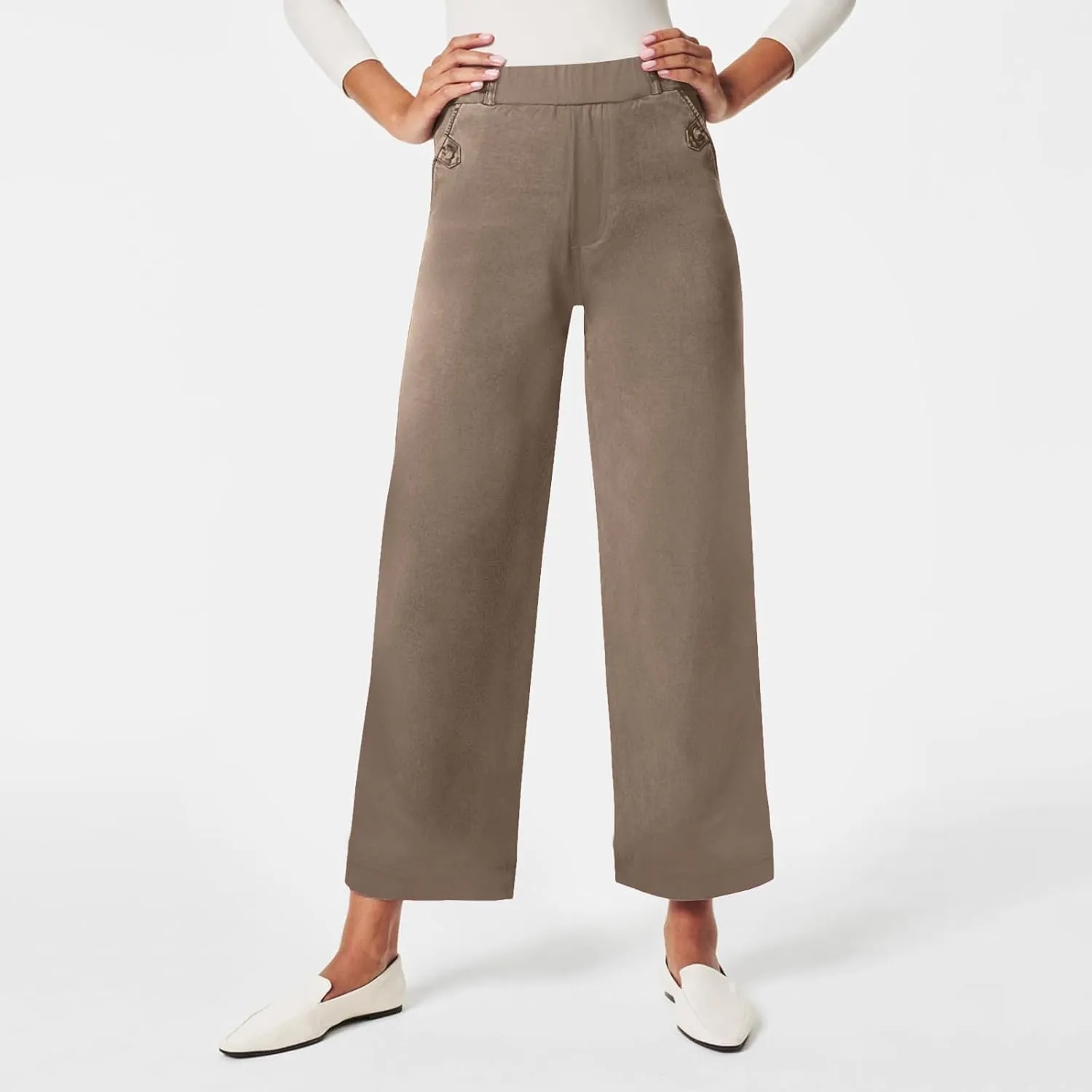 Women's Wide Leg Jeans Casual High Waisted Trendy Business Straight Stretch Cropped Trousers Denim Pants with Pockets
