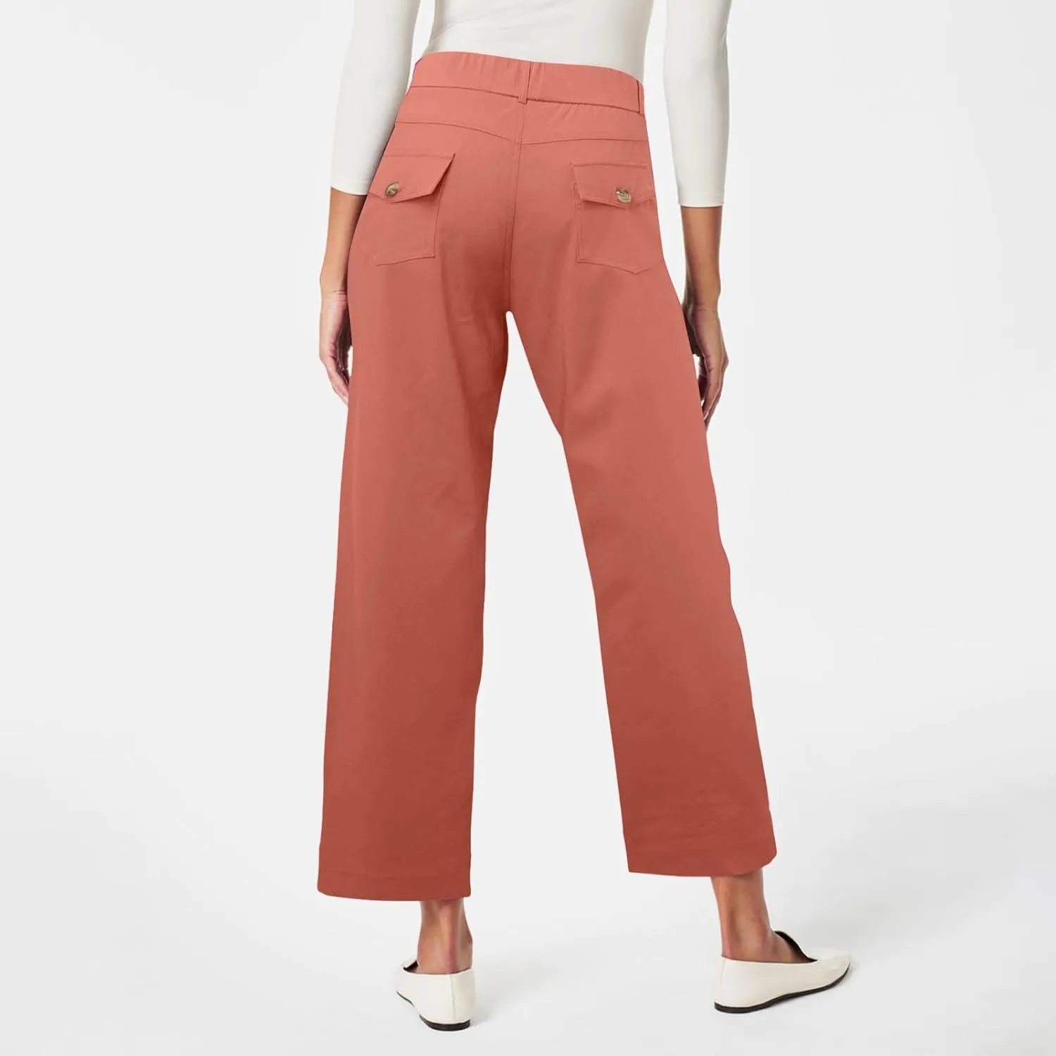 Women's Wide Leg Jeans Casual High Waisted Trendy Business Straight Stretch Cropped Trousers Denim Pants with Pockets
