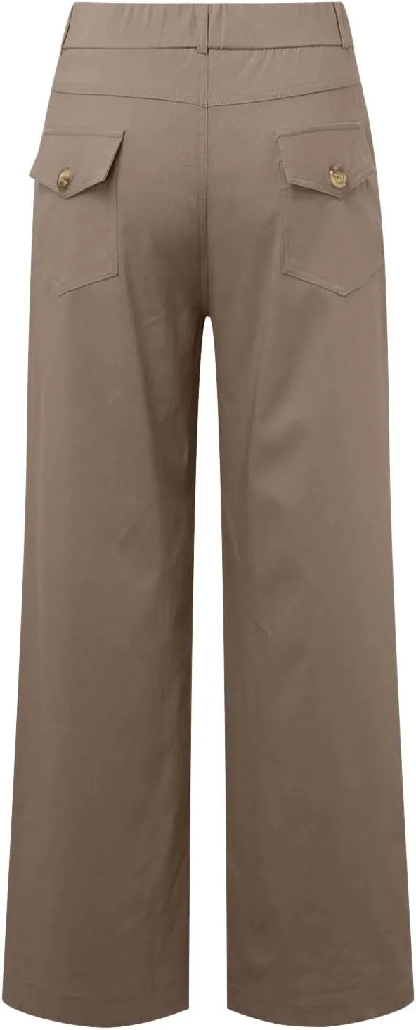 Women's Wide Leg Jeans Casual High Waisted Trendy Business Straight Stretch Cropped Trousers Denim Pants with Pockets