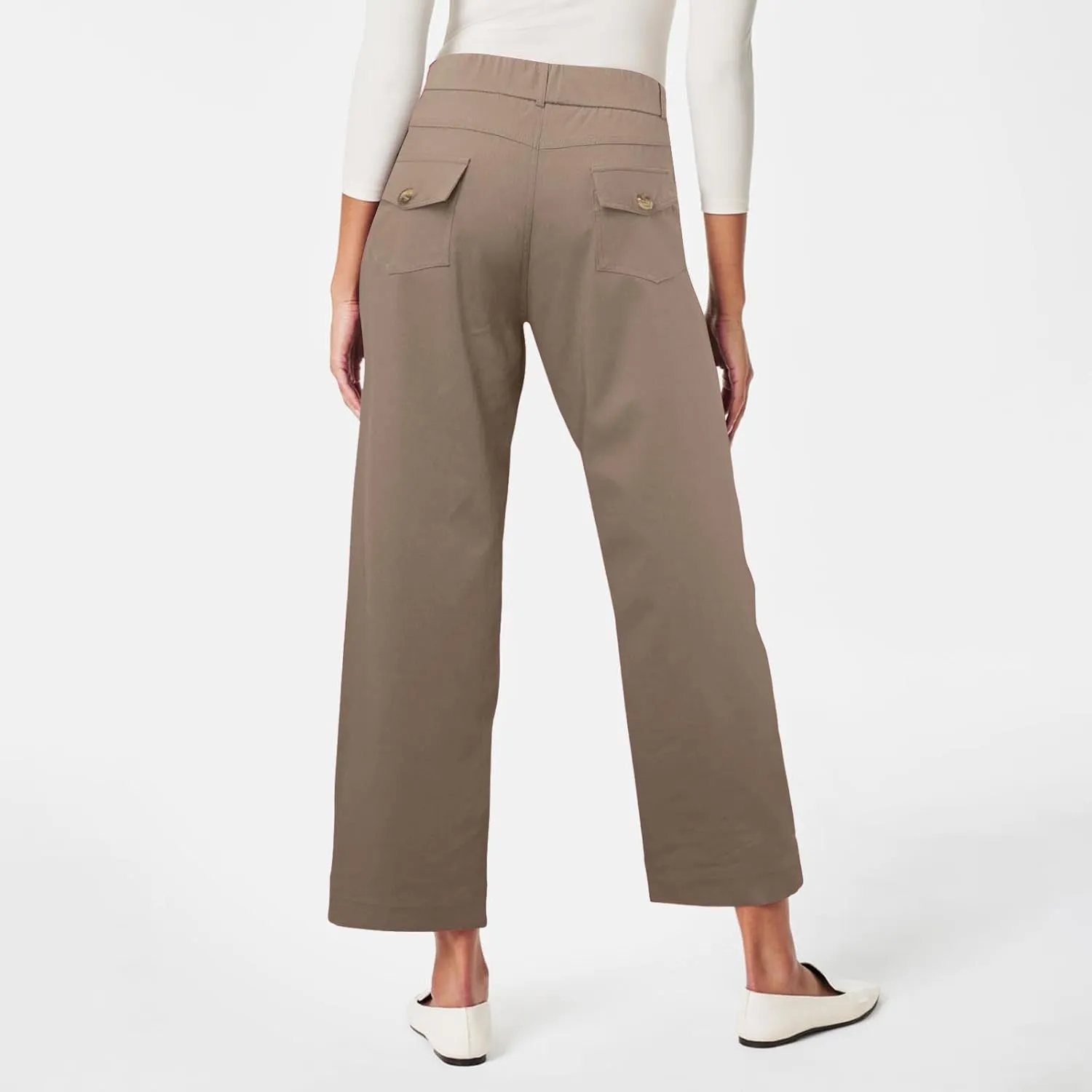 Women's Wide Leg Jeans Casual High Waisted Trendy Business Straight Stretch Cropped Trousers Denim Pants with Pockets
