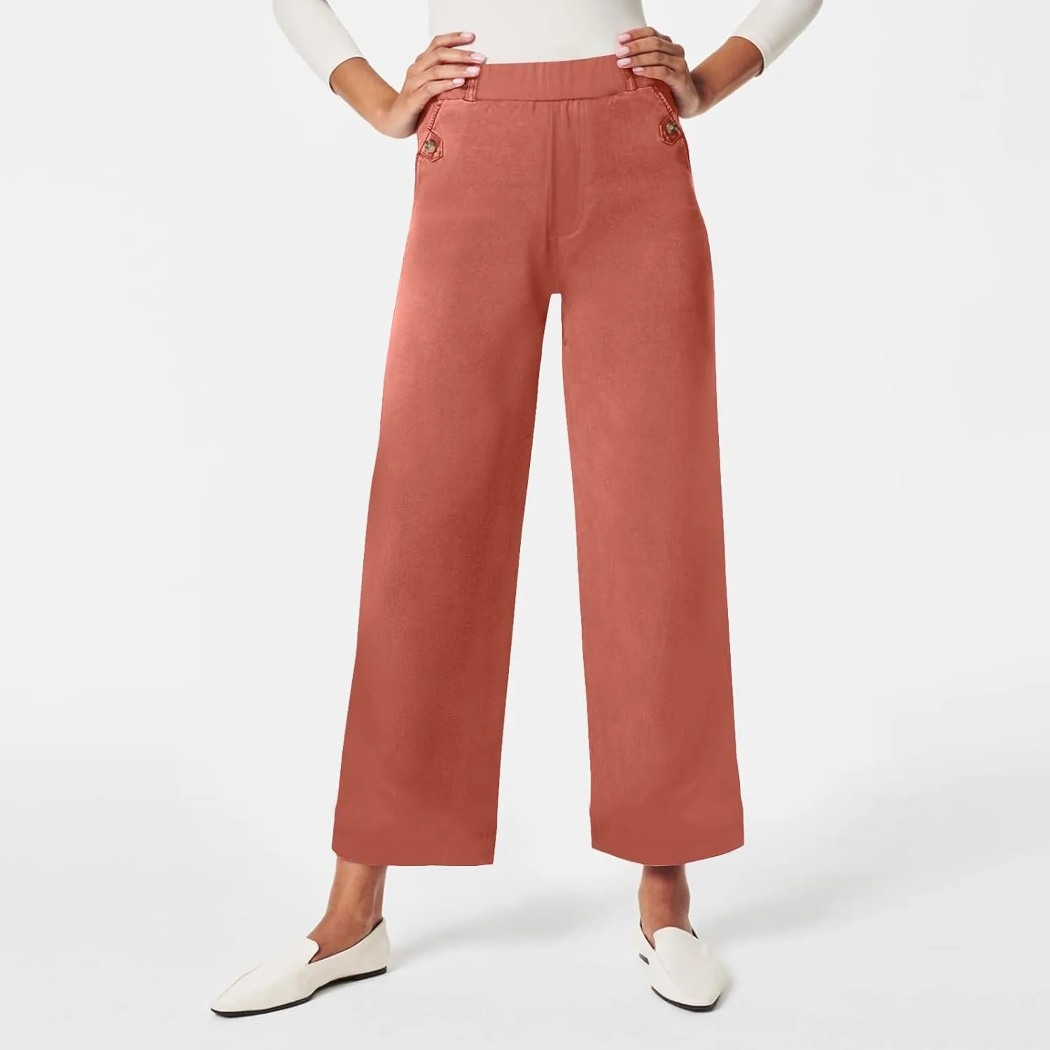 Women's Wide Leg Jeans Casual High Waisted Trendy Business Straight Stretch Cropped Trousers Denim Pants with Pockets