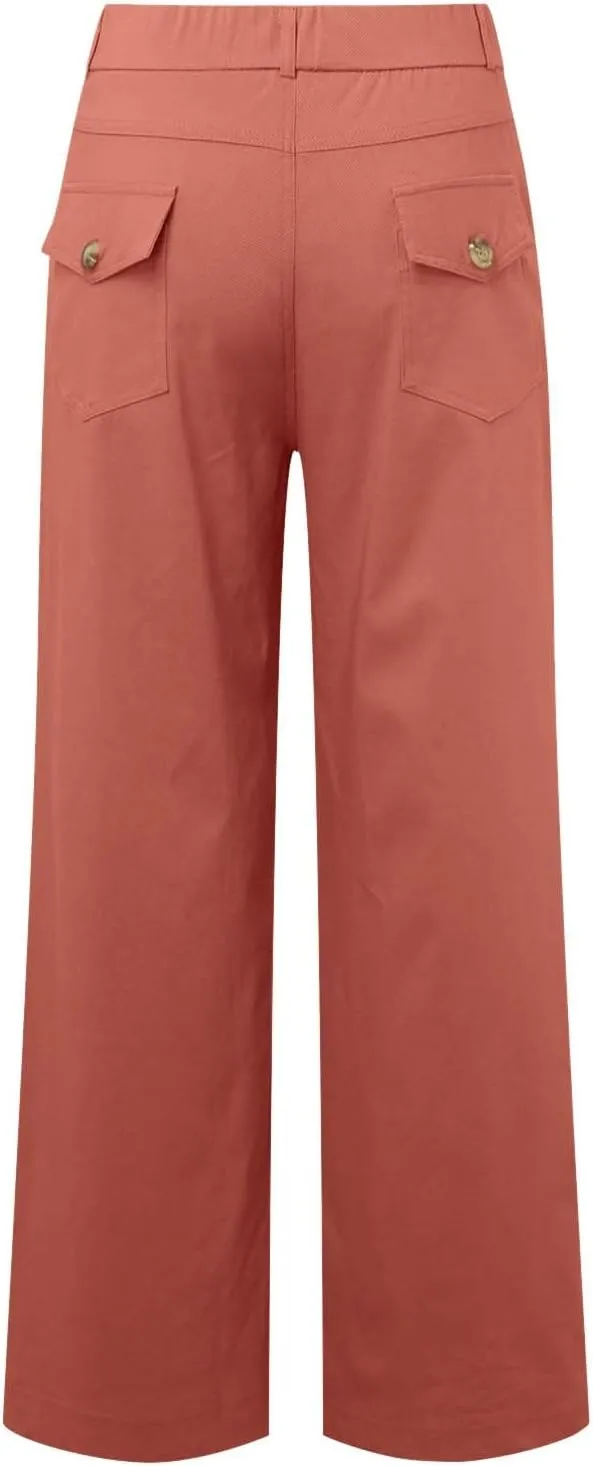 Women's Wide Leg Jeans Casual High Waisted Trendy Business Straight Stretch Cropped Trousers Denim Pants with Pockets