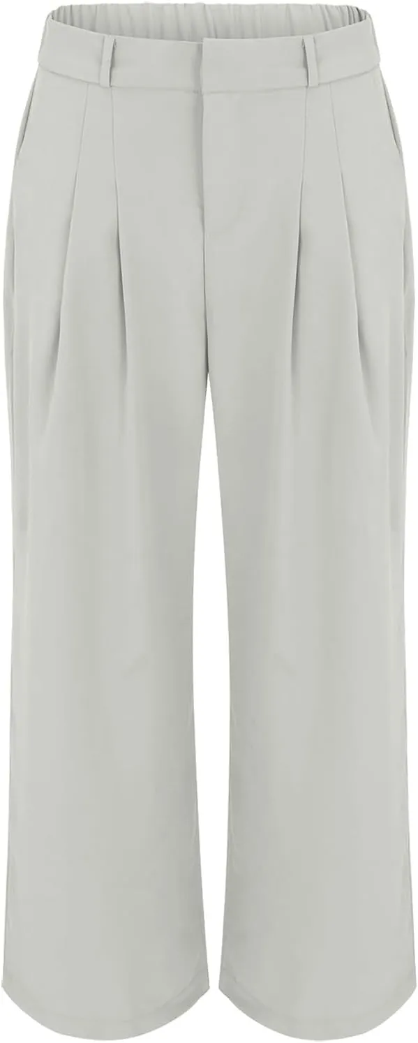 Women's Wide Leg Pants Casual Summer Dressy Palazzo Pants High Waist Flowy Baggy Work Business Straight Leg Trousers