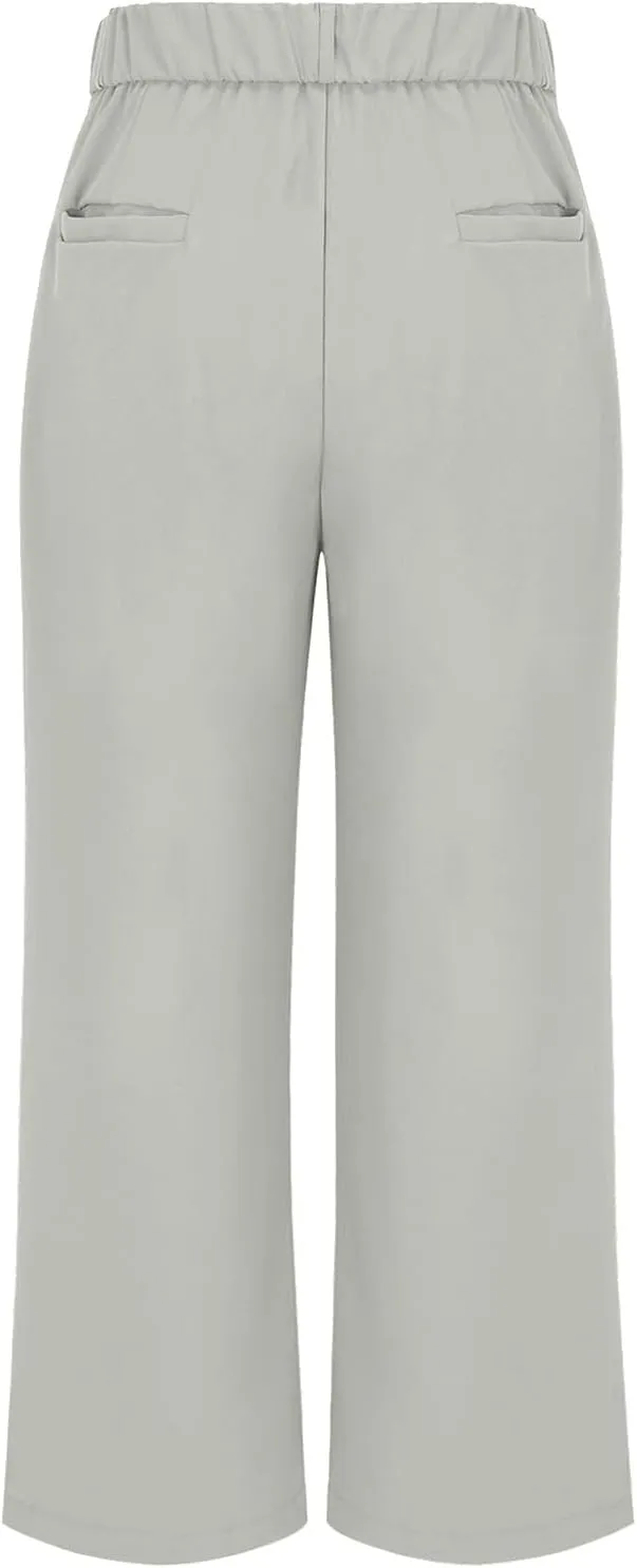 Women's Wide Leg Pants Casual Summer Dressy Palazzo Pants High Waist Flowy Baggy Work Business Straight Leg Trousers