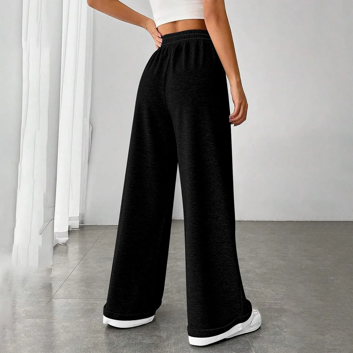 Women's Wide Leg Sweatpants Casual Gym Active Sweat Pants Fall Lounge Workout Athletic Flared Joggers with Pockets