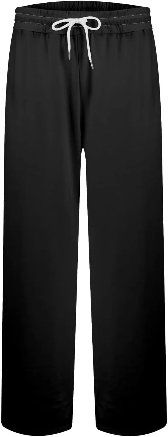 Women's Wide Leg Sweatpants Casual Gym Active Sweat Pants Fall Lounge Workout Athletic Flared Joggers with Pockets