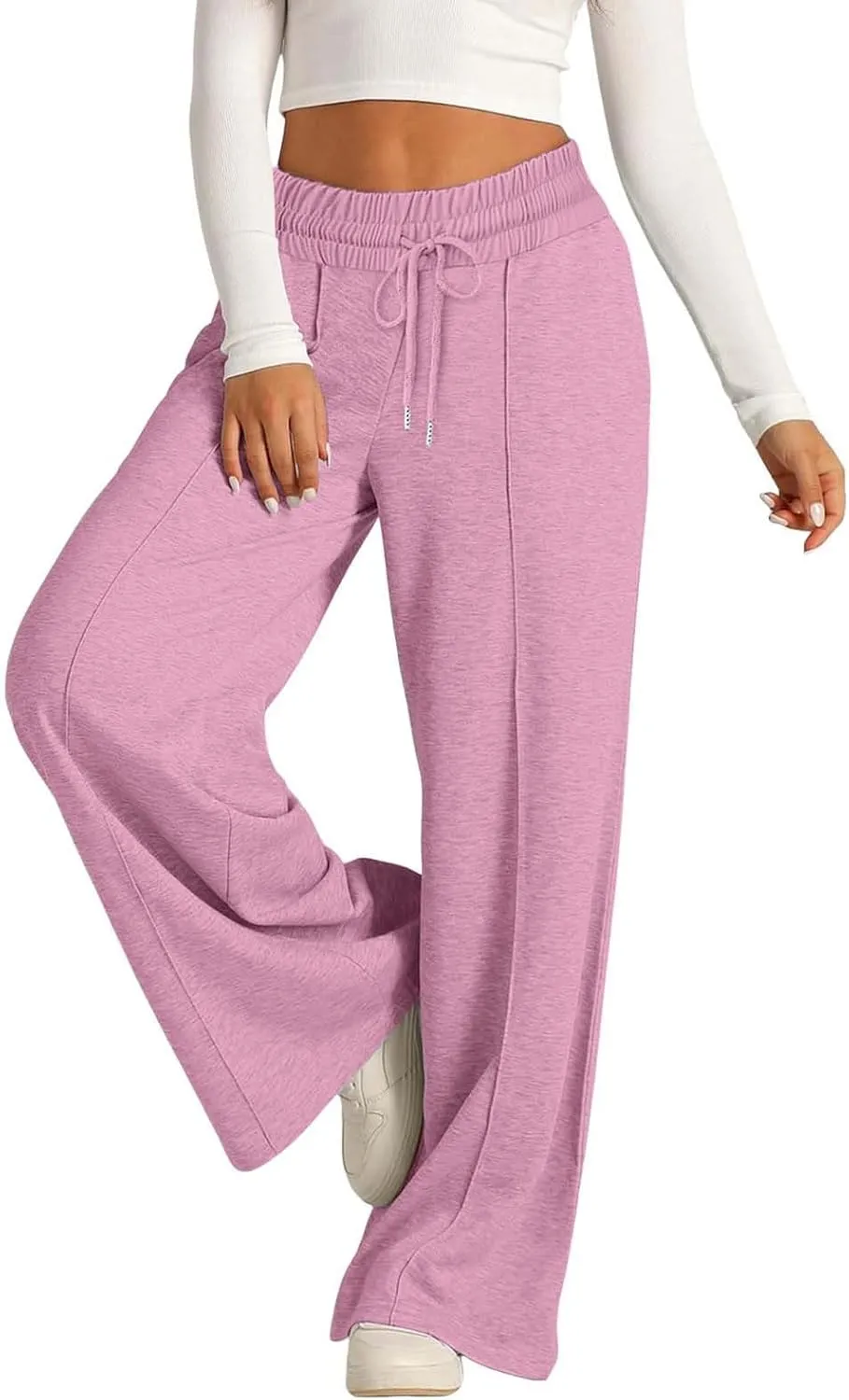 Women's Wide Leg Sweatpants Casual High Waisted Solid Straight Leg Pants Workout Lounge Joggers with Pockets Outfits