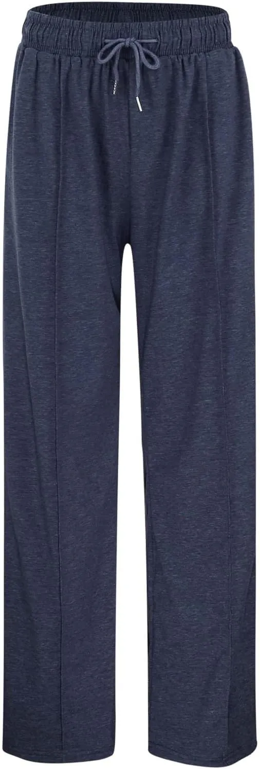 Women's Wide Leg Sweatpants Casual Solid High Waisted Straight Leg Pants Workout Lounge Joggers Outfits with Pockets
