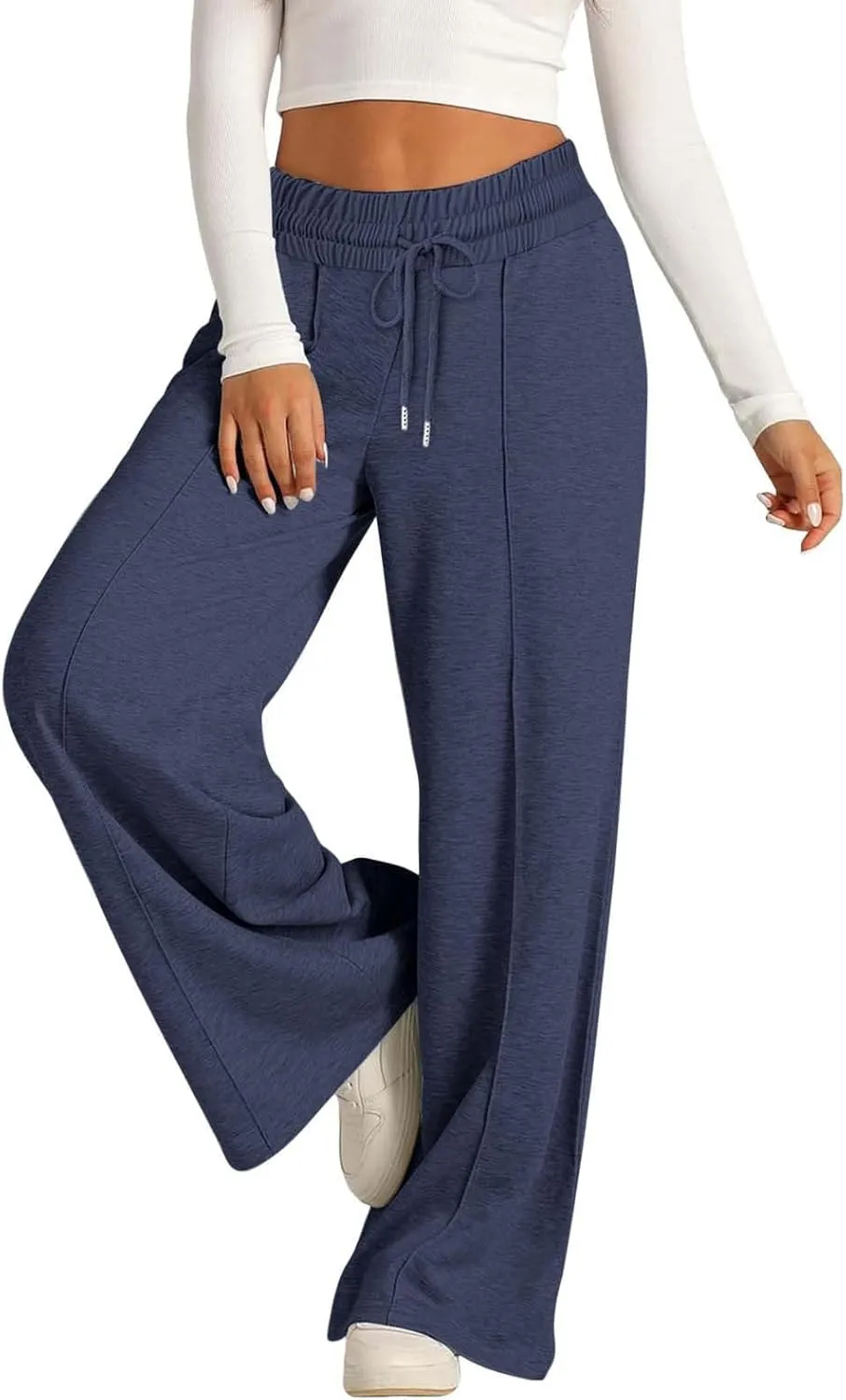 Women's Wide Leg Sweatpants Casual Solid High Waisted Straight Leg Pants Workout Lounge Joggers Outfits with Pockets