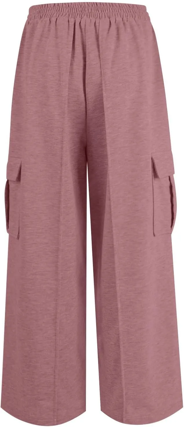 Womens Wide Leg Sweatpants High Waisted Straight Leg Baggy Pants Drawstring Athletic Joggers Warm Clothes 2025