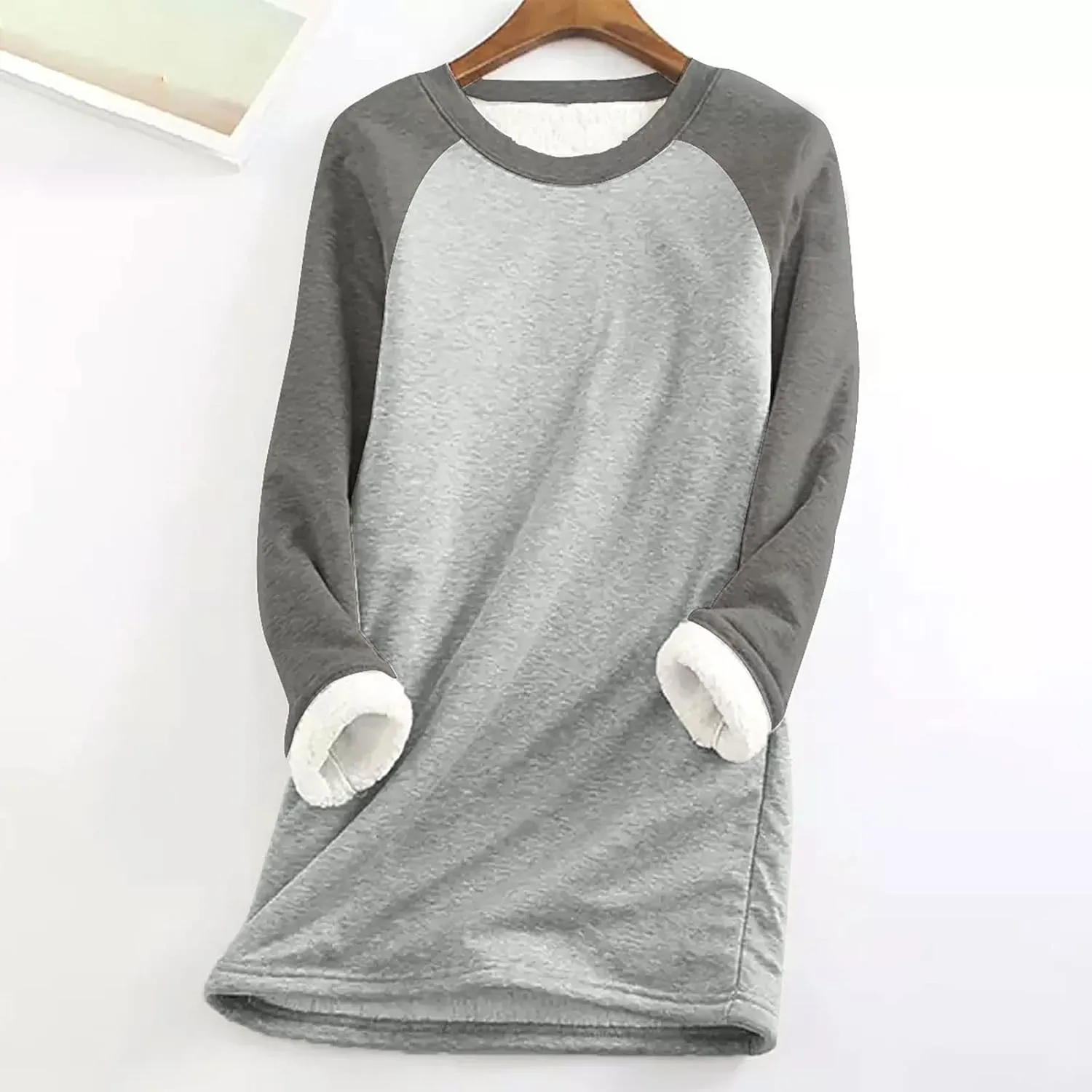 Women's Winter Fleece Sherpa Lined Crewneck Pullover Sweatshirt Winter Soft Sherpa Fleece Pullover Sweatshirt