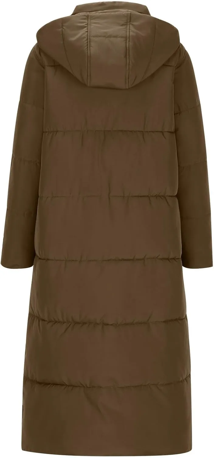 Womens Winter Long Puffer Jacket Thicken Warm down Parka Jackets Zip up Hood Puffy Jackets Casual Thermal Padded Coat